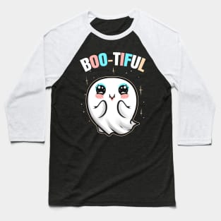 Cute Kawaii Beautiful Ghost Is Boo-tiful On Halloween Baseball T-Shirt